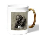 كوب قهوة بمقبض ذهبي بتصميم أبيكس ليجندز قلب أسود