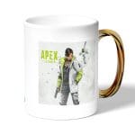 كوب قهوة بمقبض ذهبي بتصميم أبيكس ليجندز كريبتو