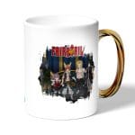 كوب قهوة بمقبض ذهبي بتصميم أعضاء فيري تيل