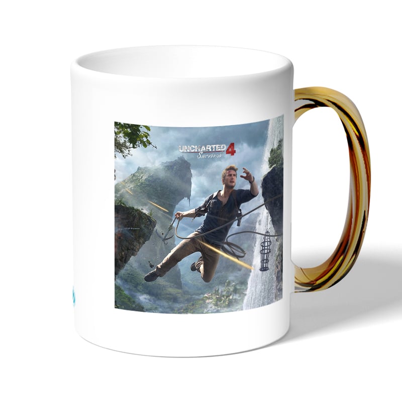 كوب قهوة بمقبض ذهبي بتصميم أنشارتد 4  نيثن دريك كوب قهوة بمقبض ذهبي بتصميم أنشارتد 4  نيثن دريك