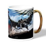 كوب قهوة بمقبض ذهبي بتصميم اجنحة النسر سبايدر مان ايرون مان