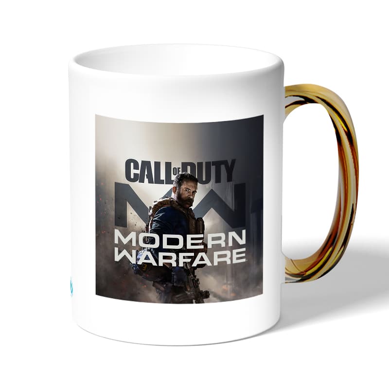 كوب قهوة بمقبض ذهبي بتصميم احتراف لعبه كول أوف ديوتي كوب قهوة بمقبض ذهبي بتصميم احتراف لعبه كول أوف ديوتي