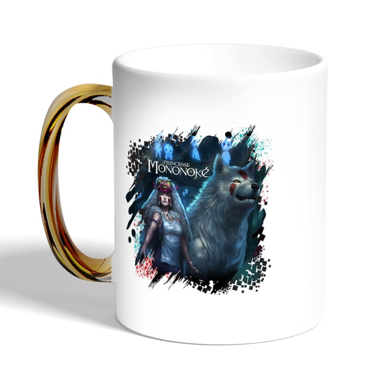 كوب-قهوة-بمقبض-ذهبي-بتصميم-الاميرة-مونونوكي-في-الغابة-2