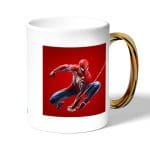 كوب قهوة بمقبض ذهبي بتصميم الرجل العنكبوت مارفل