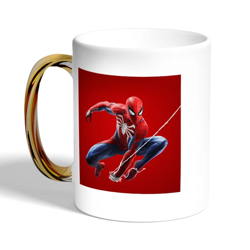 كوب-قهوة-بمقبض-ذهبي-بتصميم-الرجل-العنكبوت-مارفل-2