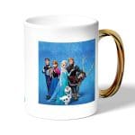 كوب قهوة بمقبض ذهبي بتصميم الشخصيات الرئيسيه لفروزن