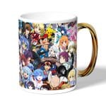 كوب قهوة بمقبض ذهبي بتصميم الشخصيات اللطيفه كل الانميات