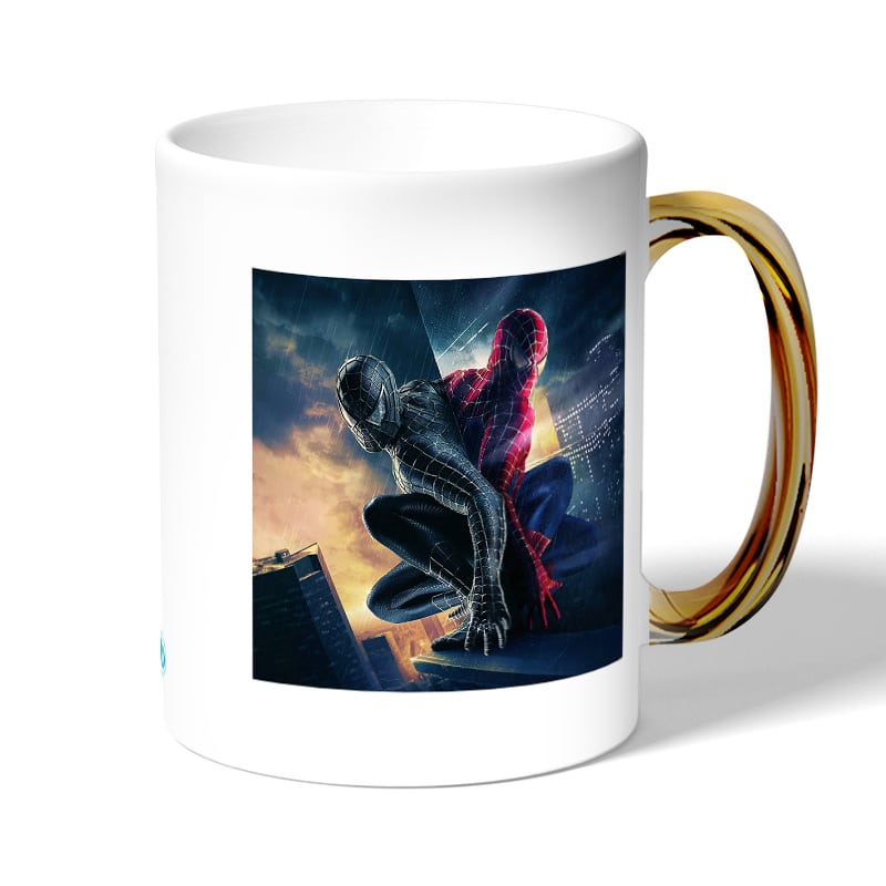 كوب قهوة بمقبض ذهبي بتصميم الشر يسيطرعلى سبايدر مان كوب قهوة بمقبض ذهبي بتصميم الشر يسيطرعلى سبايدر مان