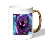 كوب قهوة بمقبض ذهبي بتصميم الغراب رافين فورت نايت