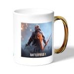 كوب قهوة بمقبض ذهبي بتصميم اللعبه القتاليه باتلفيلد 1