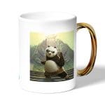 كوب قهوة بمقبض ذهبي بتصميم بو كونغ فو باندا