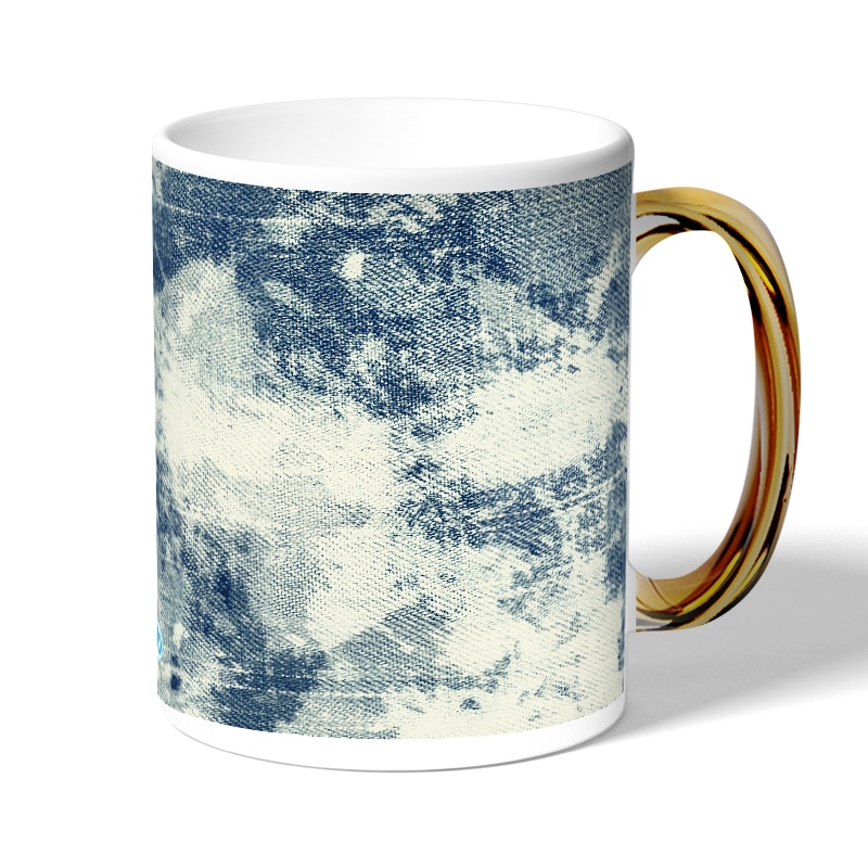 كوب قهوة بمقبض ذهبي بتصميم جينز كوب قهوة بمقبض ذهبي بتصميم جينز