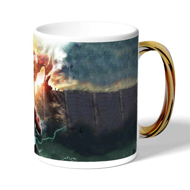 كوب قهوة بمقبض ذهبي بتصميم حرب عملاقان هجوم العمالقة كوب قهوة بمقبض ذهبي بتصميم حرب عملاقان هجوم العمالقة