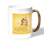 كوب قهوة بمقبض ذهبي بتصميم حصان الاميرة بيلا