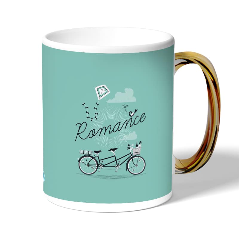 كوب قهوة بمقبض ذهبي بتصميم دراجه هوائيه كوب قهوة بمقبض ذهبي بتصميم دراجه هوائيه