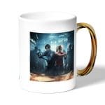 كوب قهوة بمقبض ذهبي بتصميم رزدنت إيفل 2 ريميك