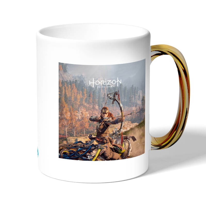 كوب قهوة بمقبض ذهبي بتصميم رماية أسهم إلوي هورايزن زيرو داون كوب قهوة بمقبض ذهبي بتصميم رماية أسهم إلوي هورايزن زيرو داون