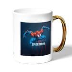 كوب قهوة بمقبض ذهبي بتصميم سبايدر مان الرائع