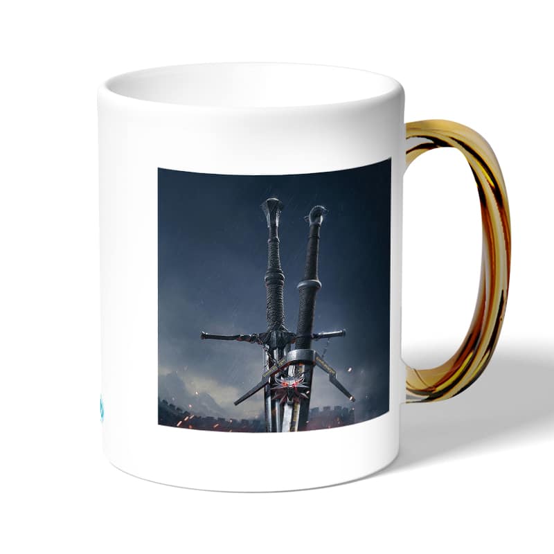 كوب قهوة بمقبض ذهبي بتصميم سيف فضي أفعواني من ذا ويتشر 3 وايلد هانت كوب قهوة بمقبض ذهبي بتصميم سيف فضي أفعواني من ذا ويتشر 3 وايلد هانت