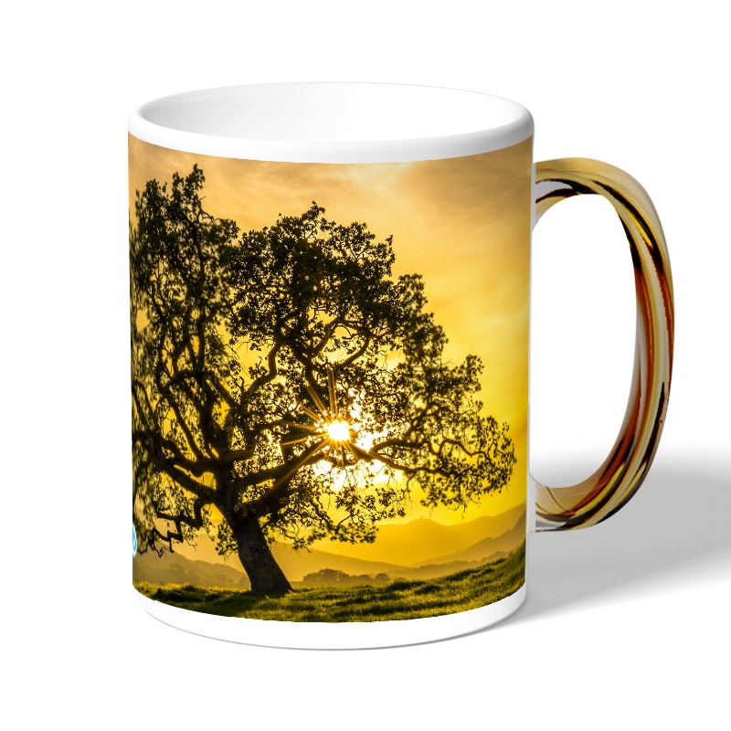 كوب قهوة بمقبض ذهبي بتصميم شجره الغروب كوب قهوة بمقبض ذهبي بتصميم شجره الغروب