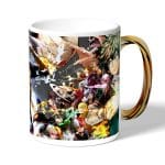 كوب قهوة بمقبض ذهبي بتصميم شخصيات أكاديميتي للأبطال