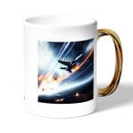 كوب قهوة بمقبض ذهبي بتصميم طائرات حربيه باتلفيلد