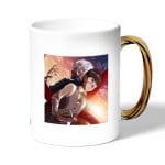 كوب قهوة بمقبض ذهبي بتصميم طوكيو الغول