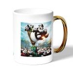 كوب قهوة بمقبض ذهبي بتصميم عائلة كونغ فو باندا