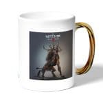 كوب قهوة بمقبض ذهبي بتصميم عفريت ذا ويتشر 3 وايلد هانت