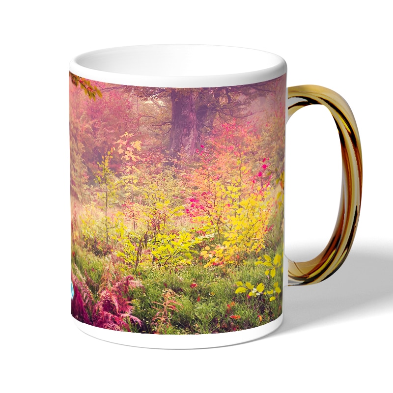 كوب قهوة بمقبض ذهبي بتصميم غابه ورود كوب قهوة بمقبض ذهبي بتصميم غابه ورود