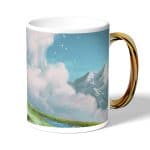 كوب قهوة بمقبض ذهبي بتصميم قلعه هاول المتحركة