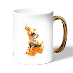 كوب قهوة بمقبض ذهبي بتصميم قوة إيس من ون بيس