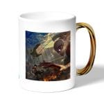 كوب قهوة بمقبض ذهبي بتصميم قوة ميكاسا انمي هجوم العمالقة