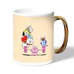 كوب قهوة بمقبض ذهبي بتصميم قوه كوكي شخصيات BT21
