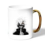 كوب قهوة بمقبض ذهبي بتصميم كانيكي طوكيو غول