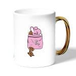 كوب قهوة بمقبض ذهبي بتصميم كوكي و شوكي شخصيات BTS