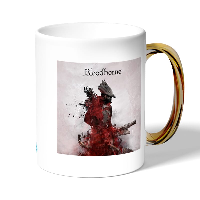 كوب قهوة بمقبض ذهبي بتصميم لعبه بلود بورن كوب قهوة بمقبض ذهبي بتصميم لعبه بلود بورن