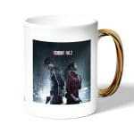 كوب قهوة بمقبض ذهبي بتصميم ليون وكلير رزدنت إيفل 2