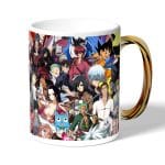 كوب قهوة بمقبض ذهبي بتصميم مكس انمي