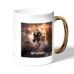 كوب قهوة بمقبض ذهبي بتصميم نداء الواجب باتلفيلد