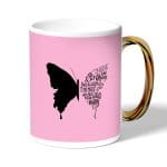 كوب قهوة بمقبض ذهبي بتصميم نصف فراشة