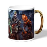 كوب قهوة بمقبض ذهبي بتصميم هالوين فورت نايت