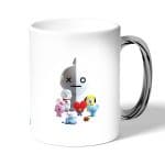 كوب قهوة بمقبض فضي بتصميم آرمي بتس شخصيات BT21