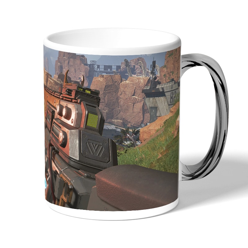 كوب قهوة بمقبض فضي بتصميم أبيكس ليجندز سلاح كوب قهوة بمقبض فضي بتصميم أبيكس ليجندز سلاح