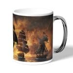 كوب قهوة بمقبض فضي بتصميم أساسنز كريد بلاك فلاغ