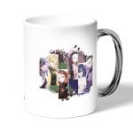 كوب قهوة بمقبض فضي بتصميم اصدقاء قاتل شيطان