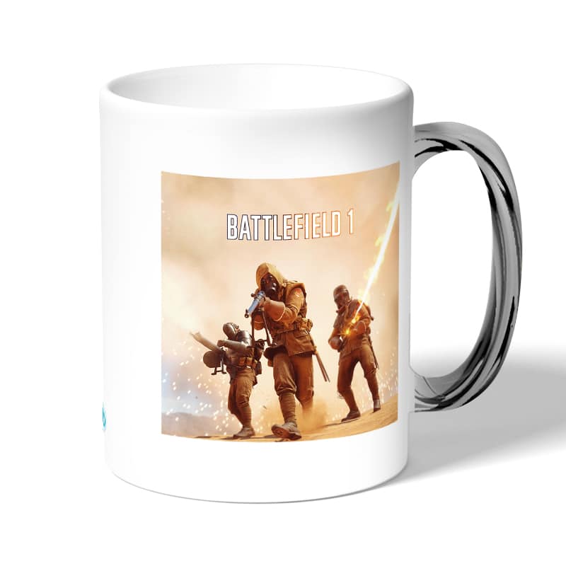 كوب قهوة بمقبض فضي بتصميم اطلاق النار باتلفيلد كوب قهوة بمقبض فضي بتصميم اطلاق النار باتلفيلد