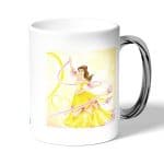 كوب قهوة بمقبض فضي بتصميم الاميرة بيلا فيلم الجميلة والوحش