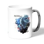 كوب قهوة بمقبض فضي بتصميم الاميرة مونونوكي مع ذئب