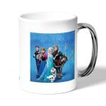 كوب قهوة بمقبض فضي بتصميم الشخصيات الرئيسيه لفروزن